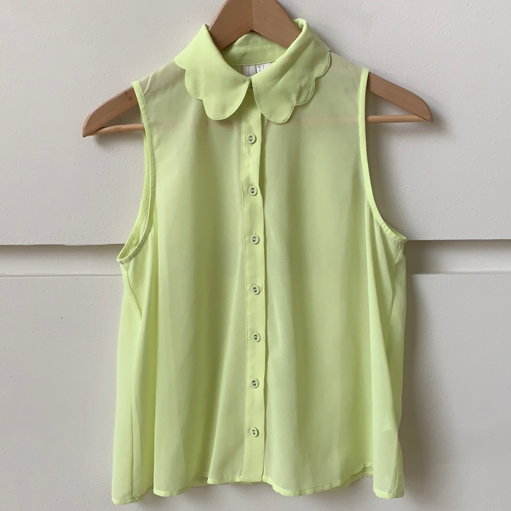 Sheer Yellow Sleeveless Top size Small